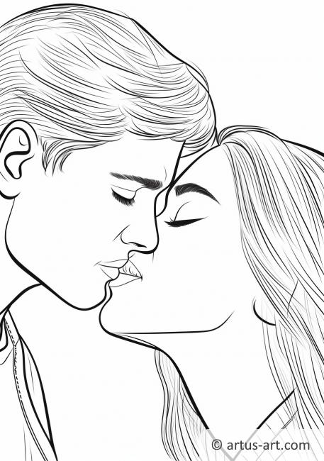 Kissing Couple Valentine's Day Coloring Page
